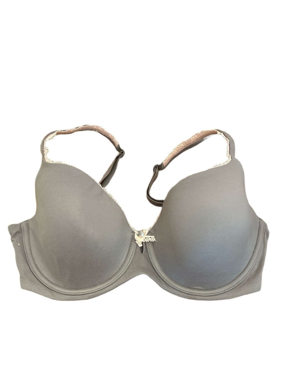 Victoria's Secret by Body Lined Demi Bra in Gray Pink LaceTrim Size 36D